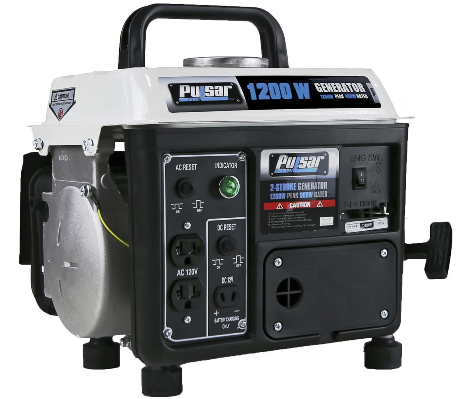 Pulsar 1,200W Carrying Handle, PG1202SA Gas-Powered Portable Generator, 1200W…