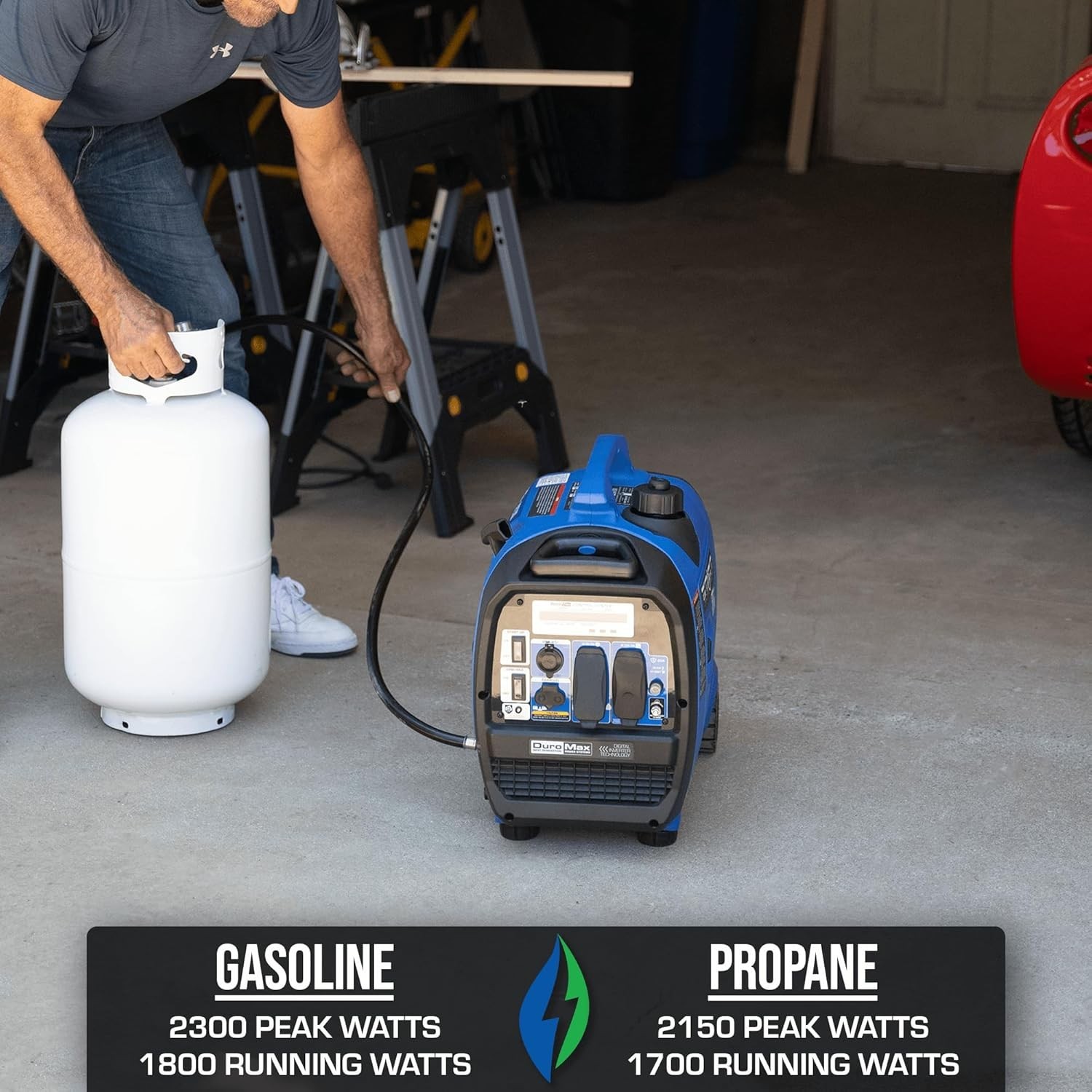 DuroMax 2,300-W Quiet Portable Hybrid RV Ready Dual Fuel Gas Inverter Generator