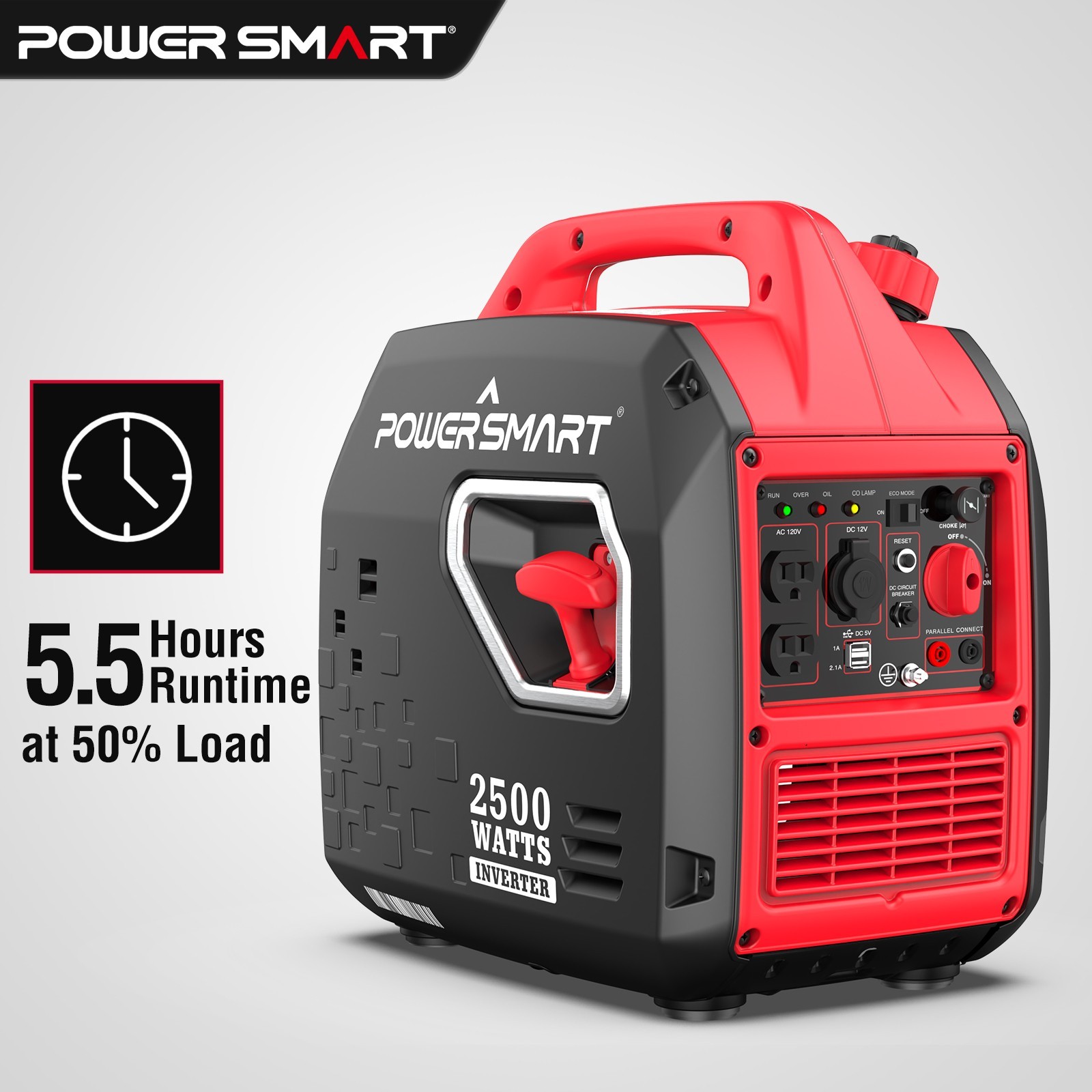 PowerSmart 2500W Gas Inverter Generator, 79cc, Portable 120V Output, USB Port