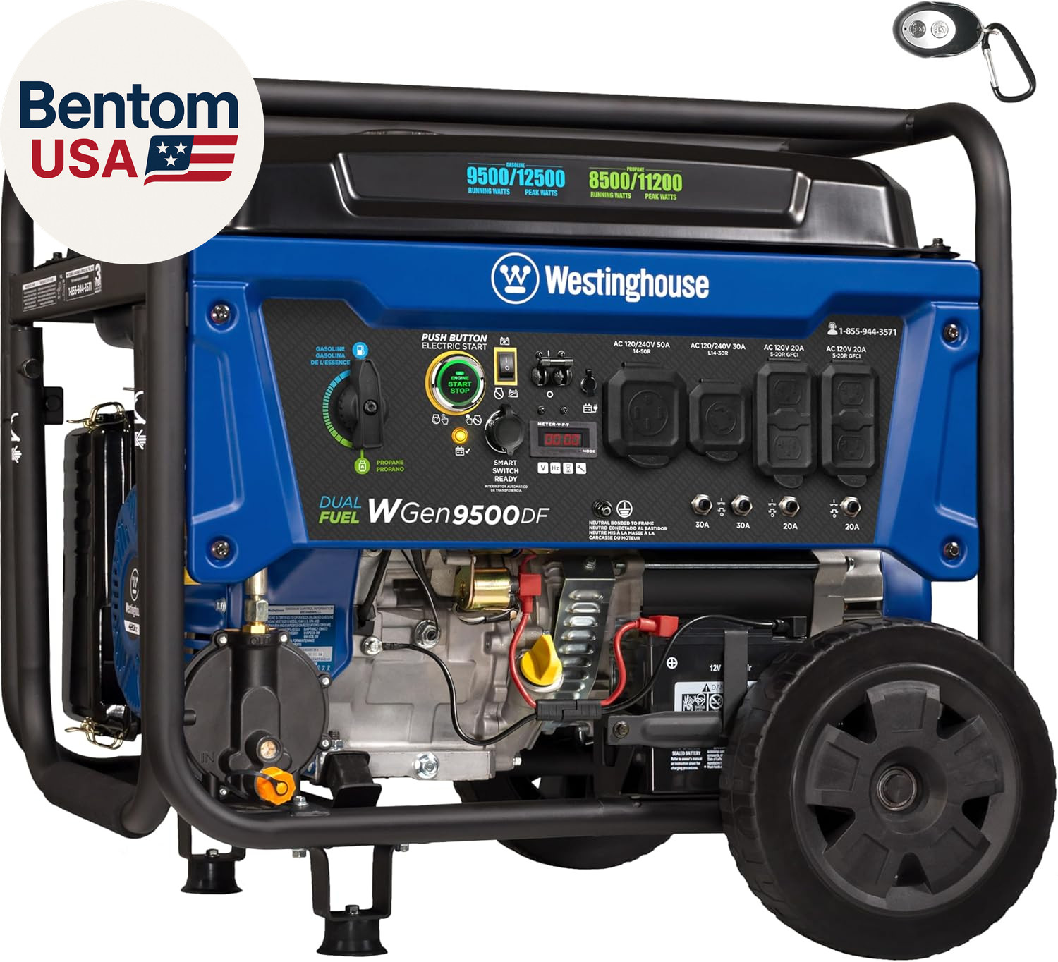 12500 Watt Dual Fuel Home Backup Portable Generator, Remote Electric Start, Tran