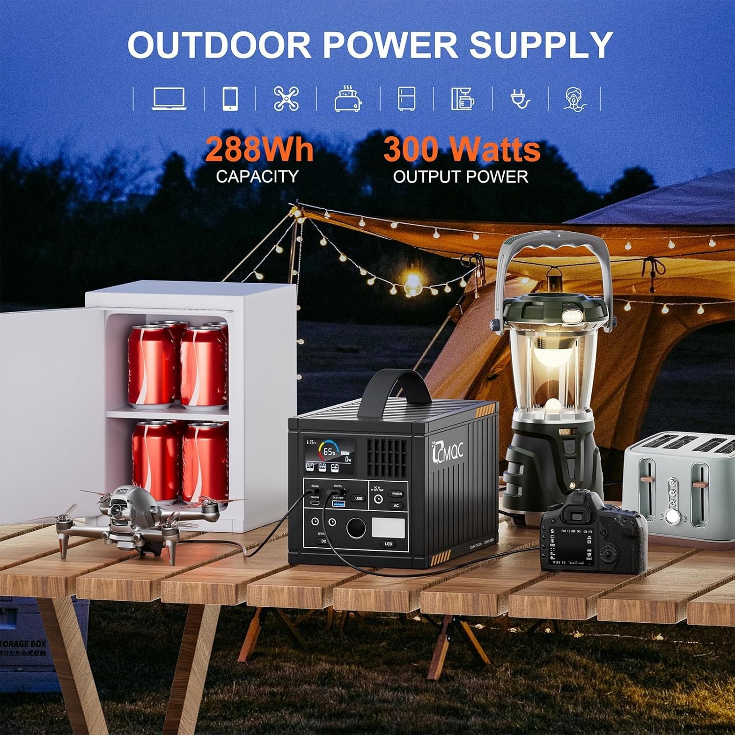 ✅ Portable Power Station Pure Sine Wave 288Wh LiFePO4 Battery Generator