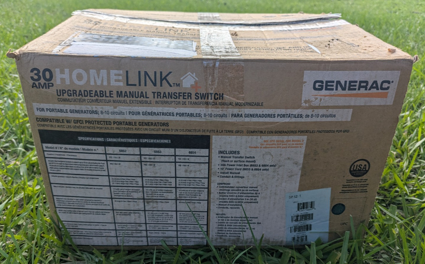 Generac 30 Amp Upgradable Transfer Switch Panel 6852-1 Home Link Open Box