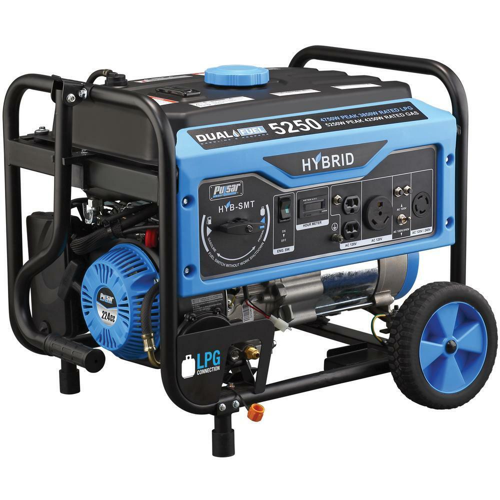 Pulsar 5,250-Watt Portable RV Ready Dual Fuel Gas Powered Generator Home Backup