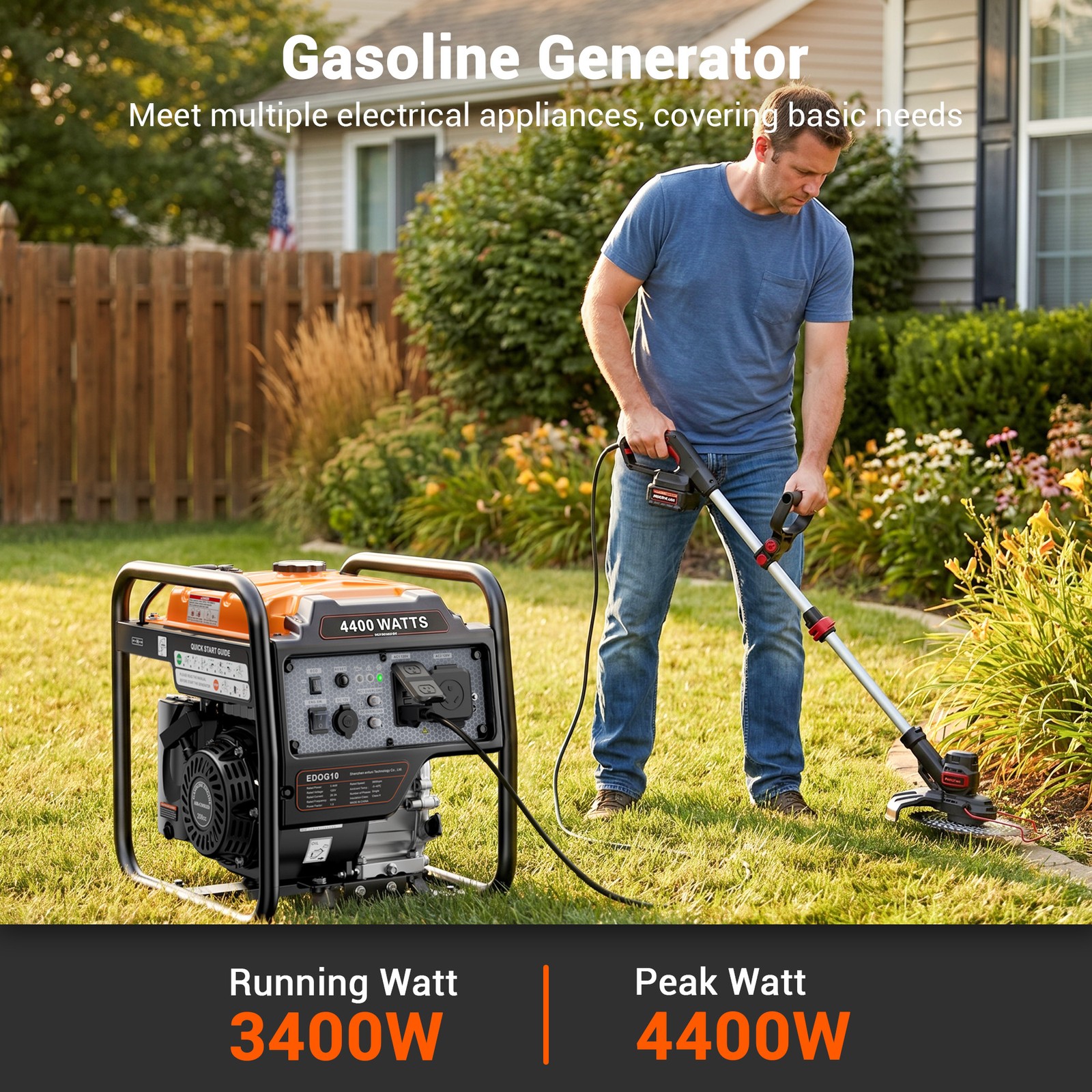 Mutaomay 4400W Inverter Generator Gas Powered Portable for Outdoor RV Camping