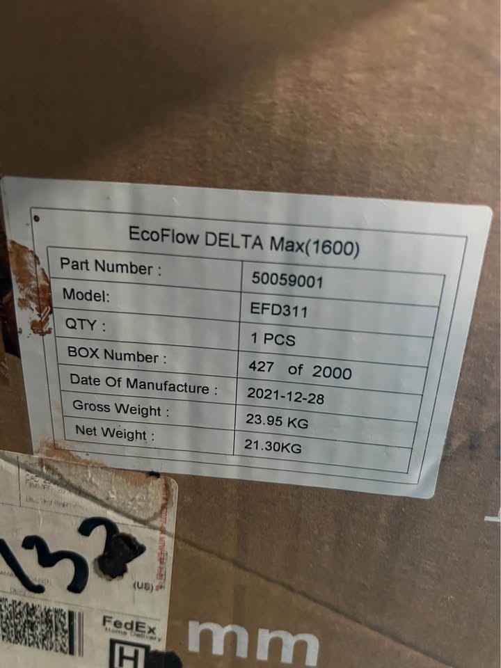 EcoFlow EFD311 Delta Max 1600 Portable Power Station Solar Generator 2000W AC