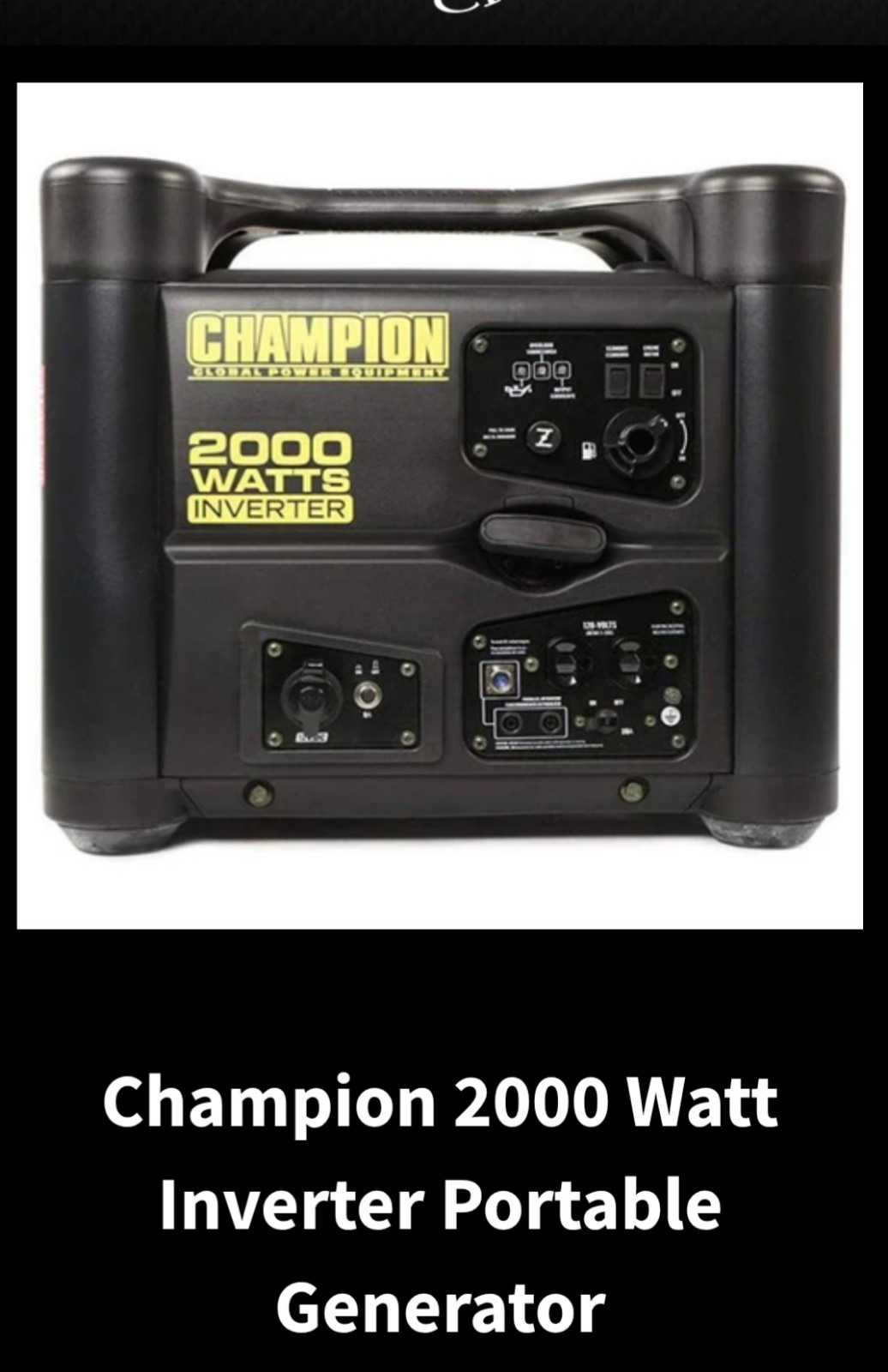 Champion 2000-Watt Portable Inverter Generator with USB Port