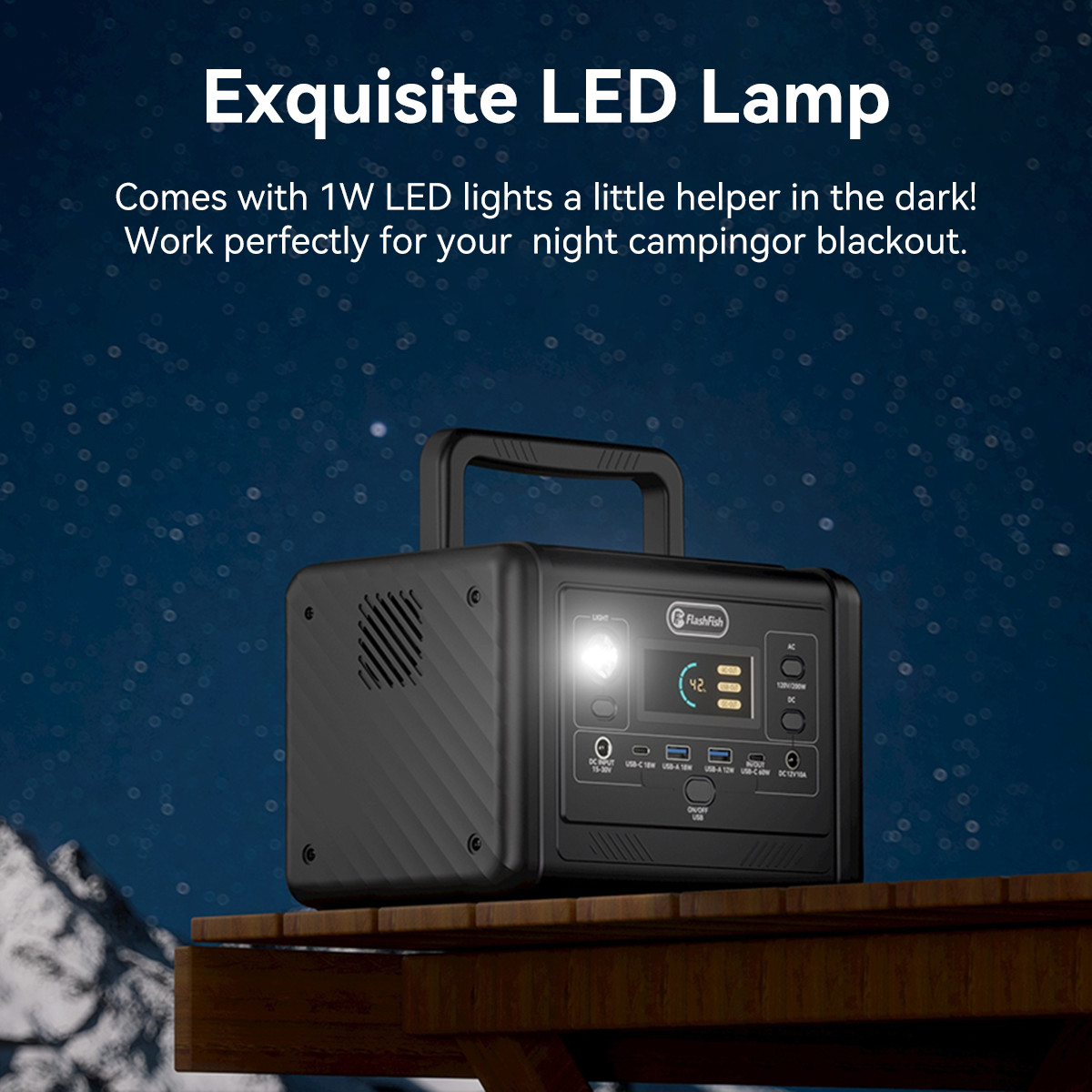 Flashfish T200 Solar Generator LiFePO4 300W 153.6Wh With Solar Panel 60W 18V US