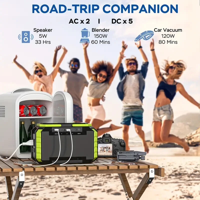 Portable Power Station 150Wh Camping Solar Generator Laptop ‎ 40Watt Panel