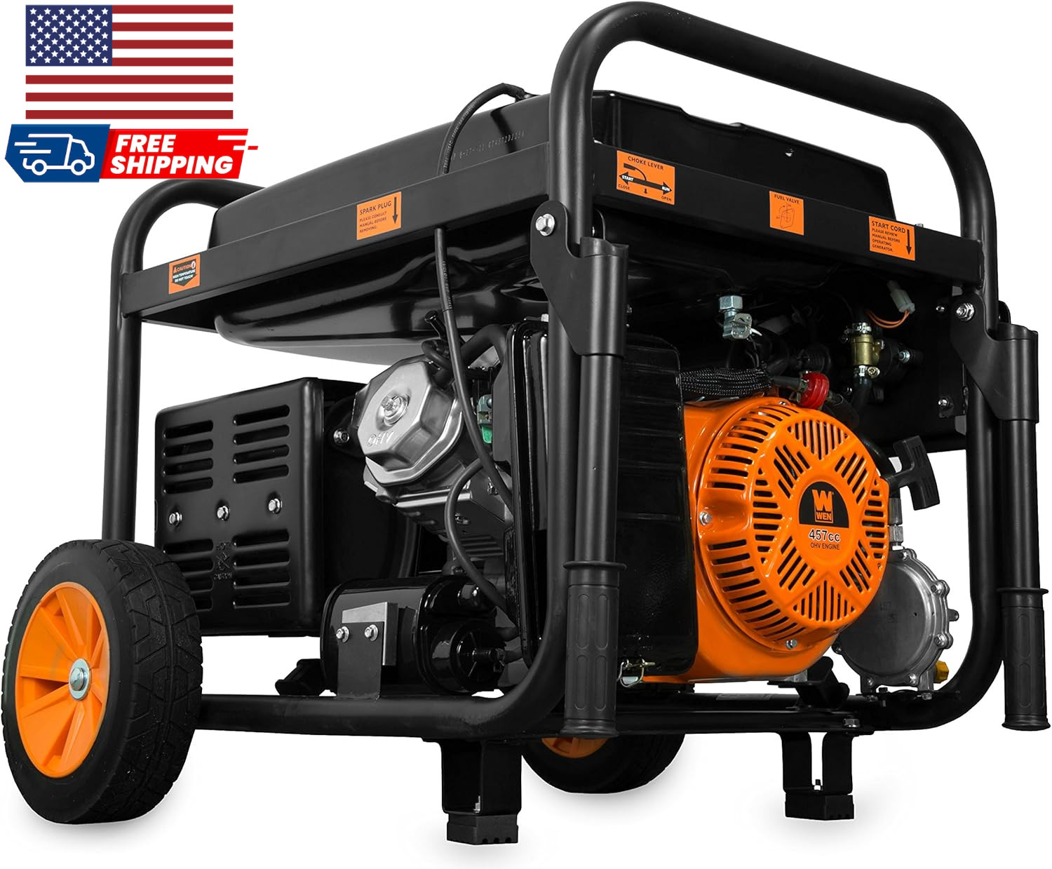 WEN 11,000-Watt 120V/240V Dual Fuel Portable Generator with Wheel Kit and Electr