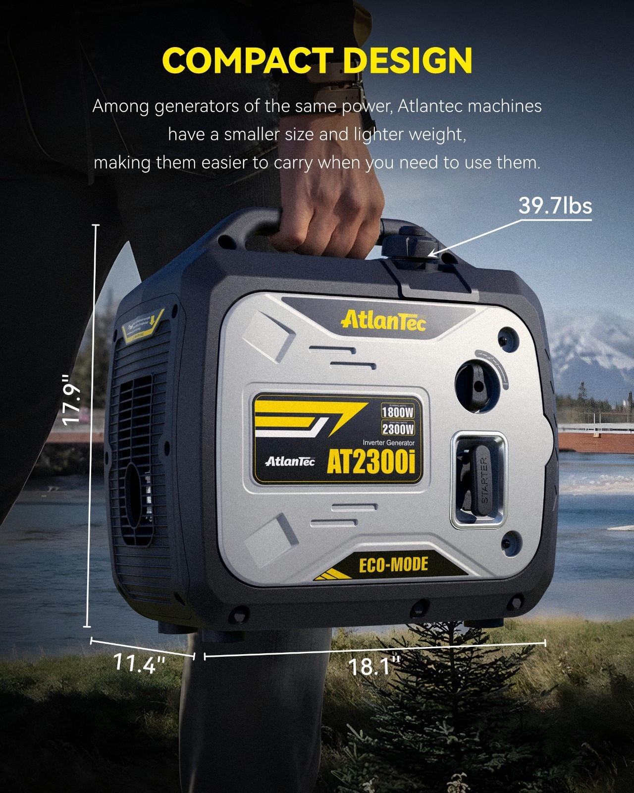 2300W Portable Inverter Generator Gas Power 4-Stroke For Home Backup Job Sites