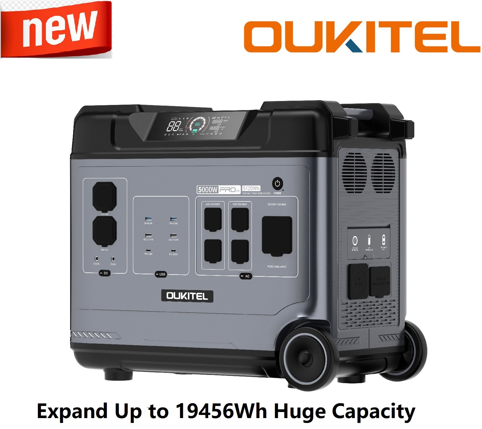 OUKITEL BP5000 Pro Max 5120Wh 5000W LiFePO4 Generator Home Backup