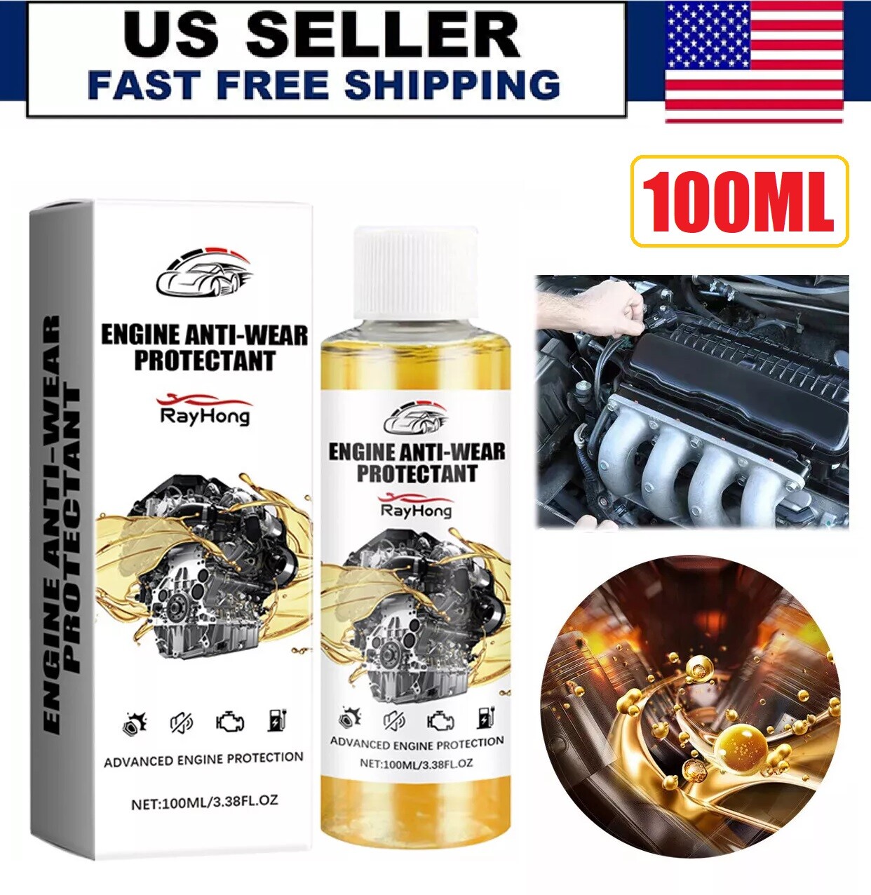 2Pcs Anti-Wear Engine Treatment Oil Additive Highly Effective Engine Protectant