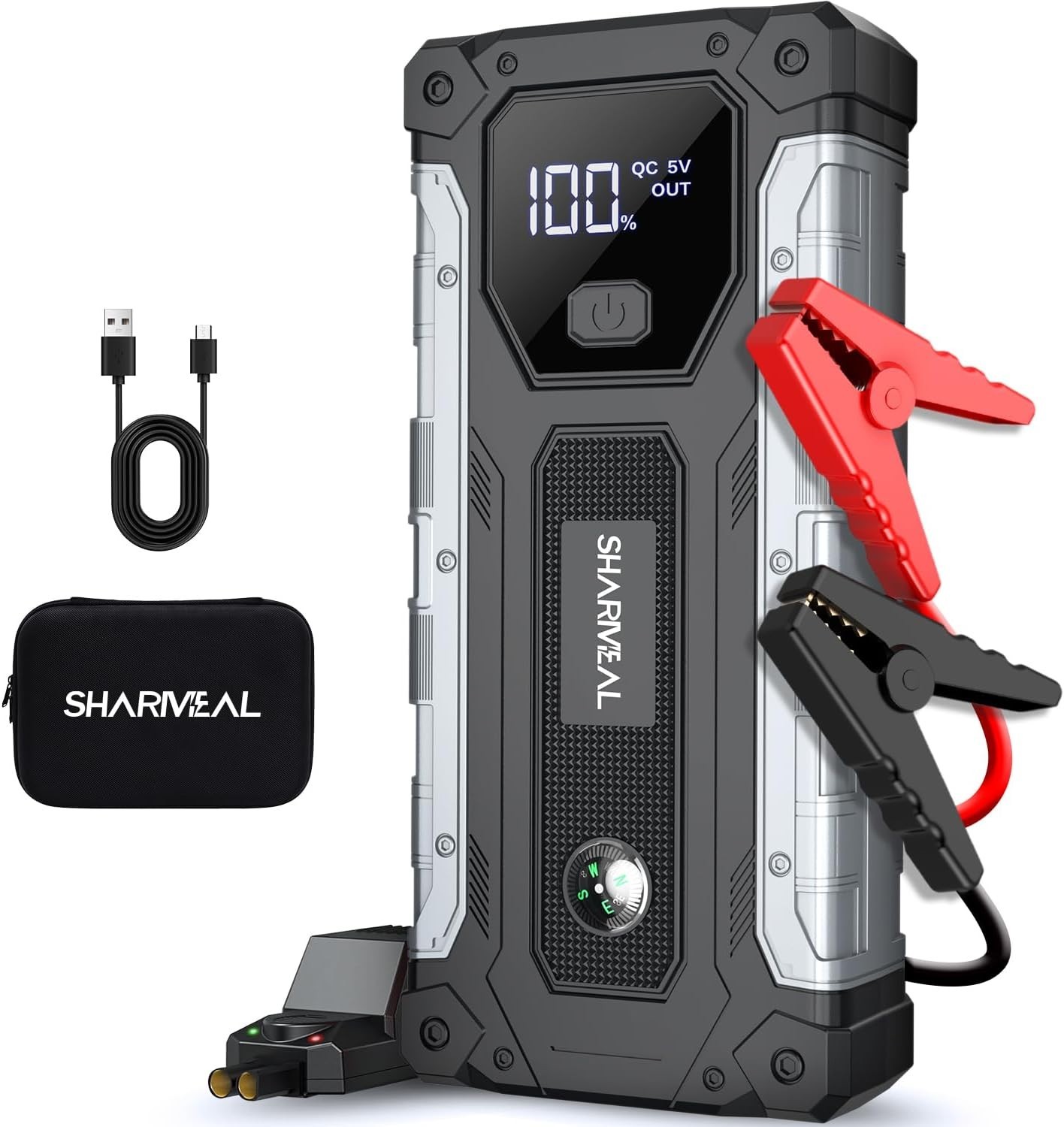 Arrancador Portatil 5000A Para Auto 12V 10L Gas 9L Diesel Bateria Luz Emergentes