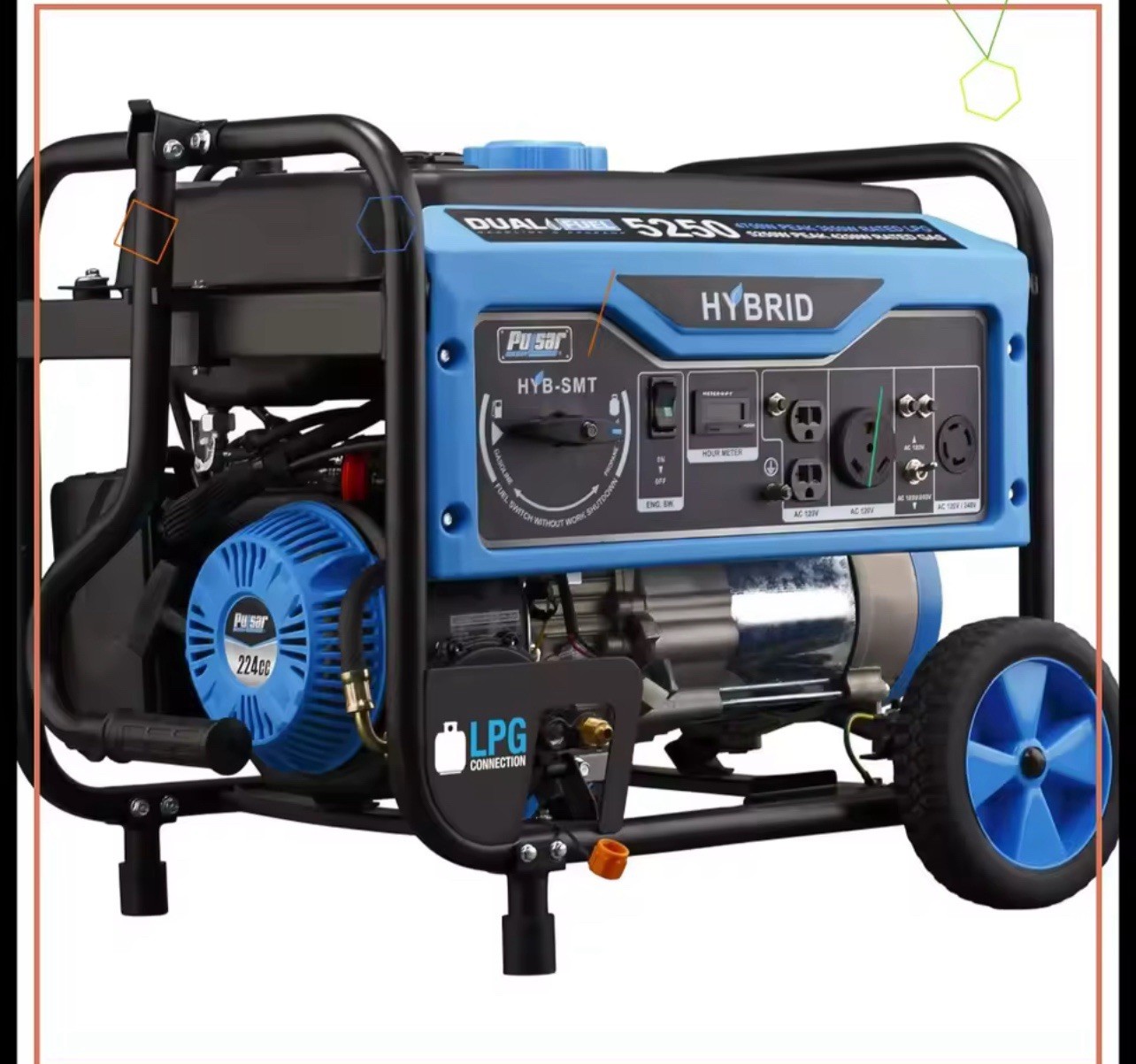 Pulsar PG5250B 5250W Hybrid Dual-Fuel Generator