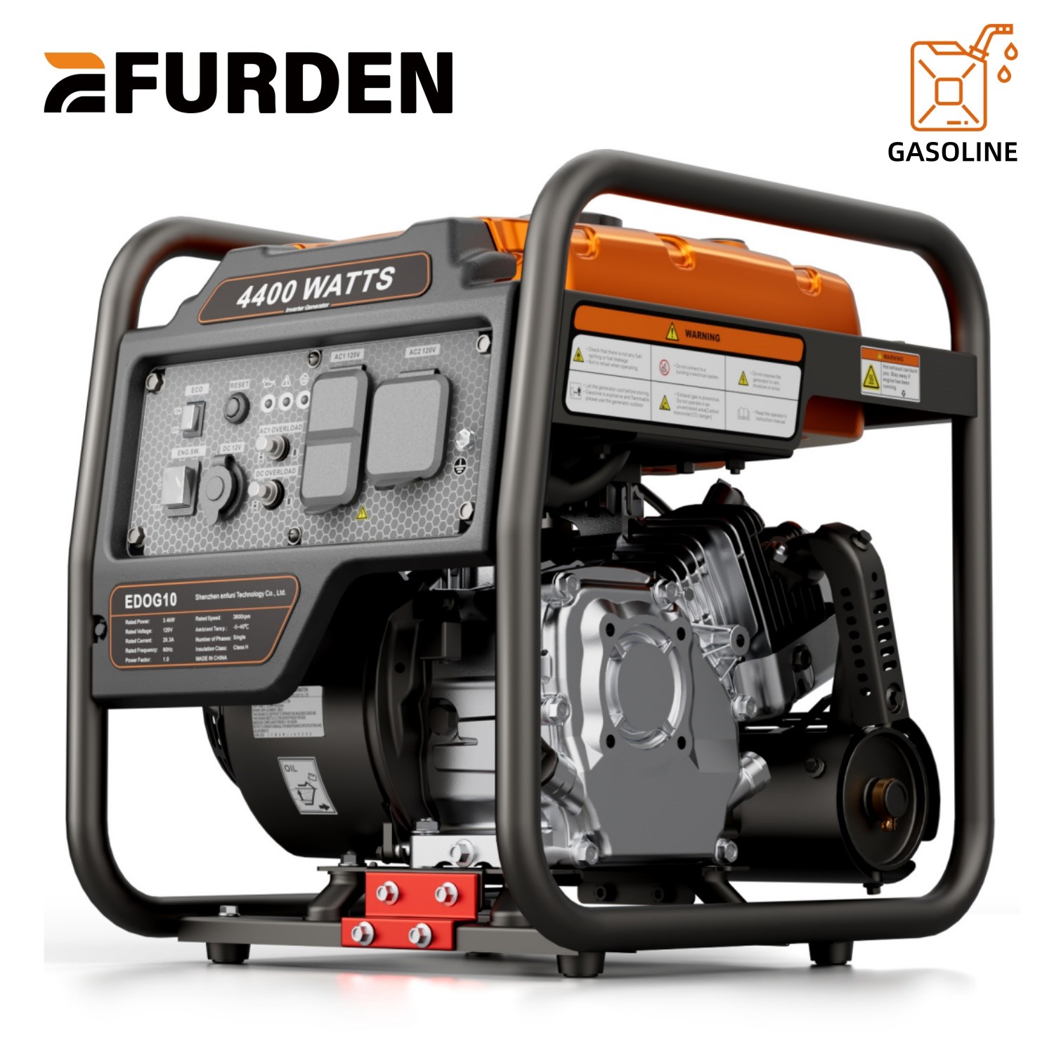 Efurden 4400W Gas Powered Generator Inverter Portable Emergency Power Supply