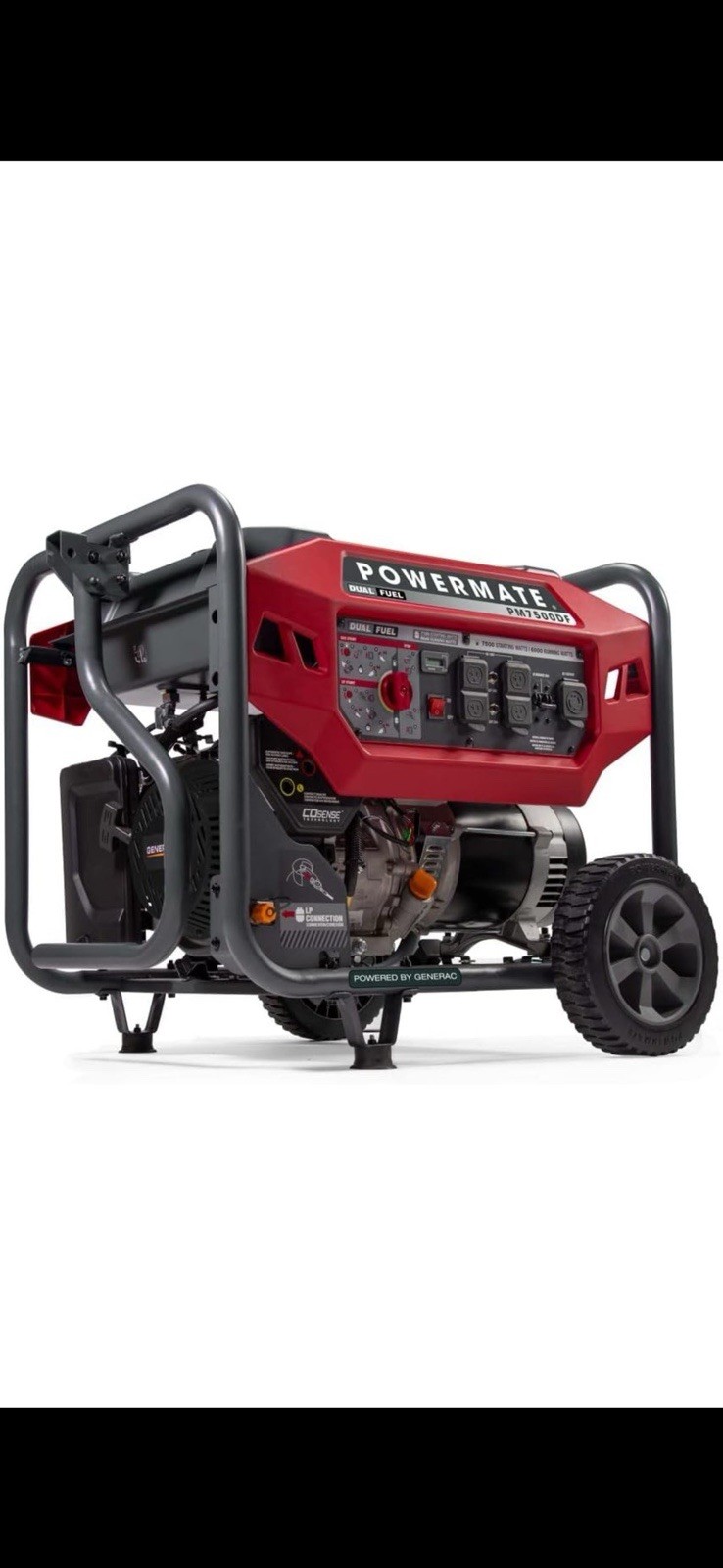 Powermate PM7500DF Dual Fuel Generator 7500W/6000W COsense Technology Gas LPG