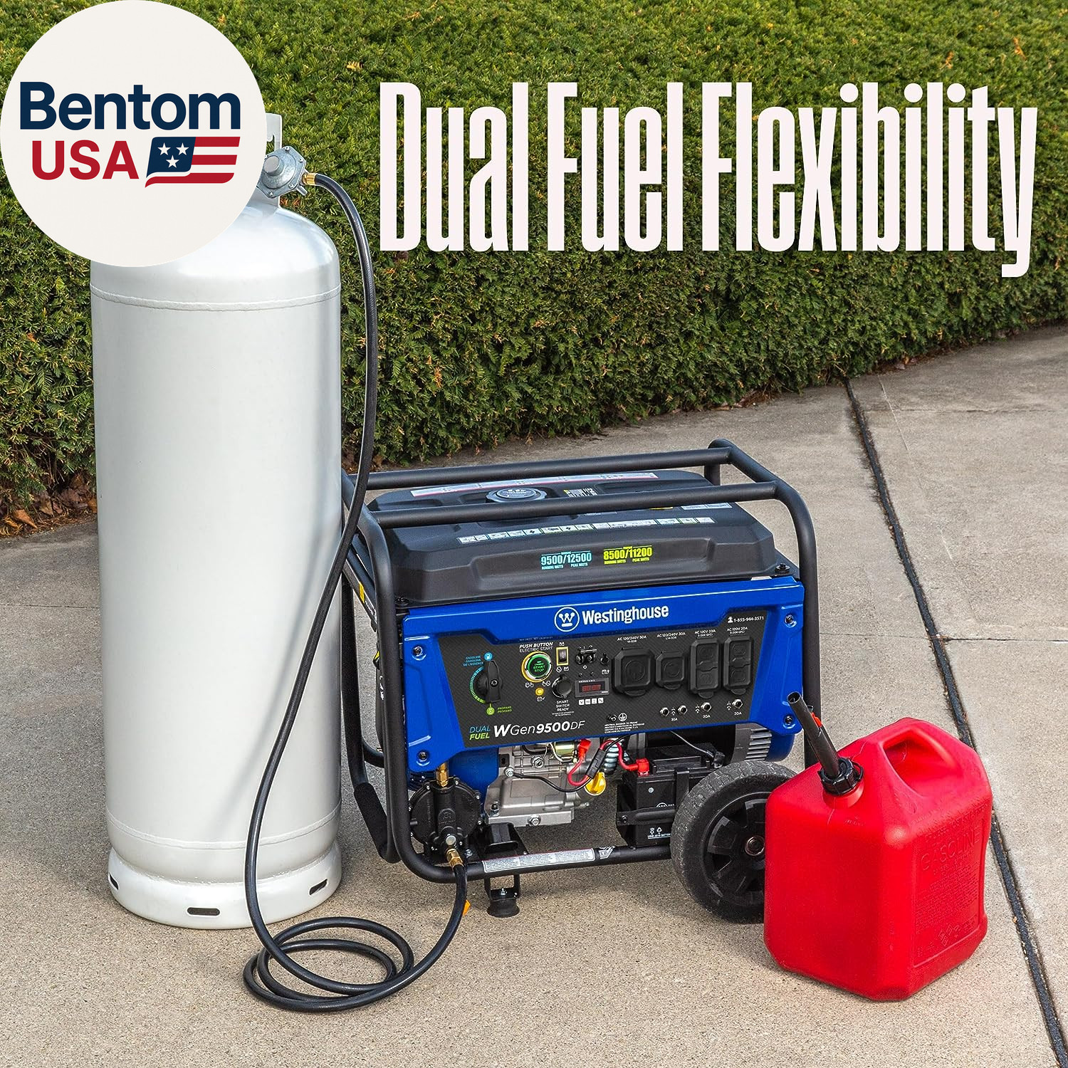 12500 Watt Dual Fuel Home Backup Portable Generator, Remote Electric Start, Tran