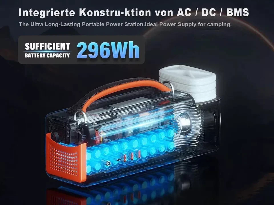 Aaoyun Portable Power Station 300W, 296Wh Battery Back-Up for Outdoor Indoor Use