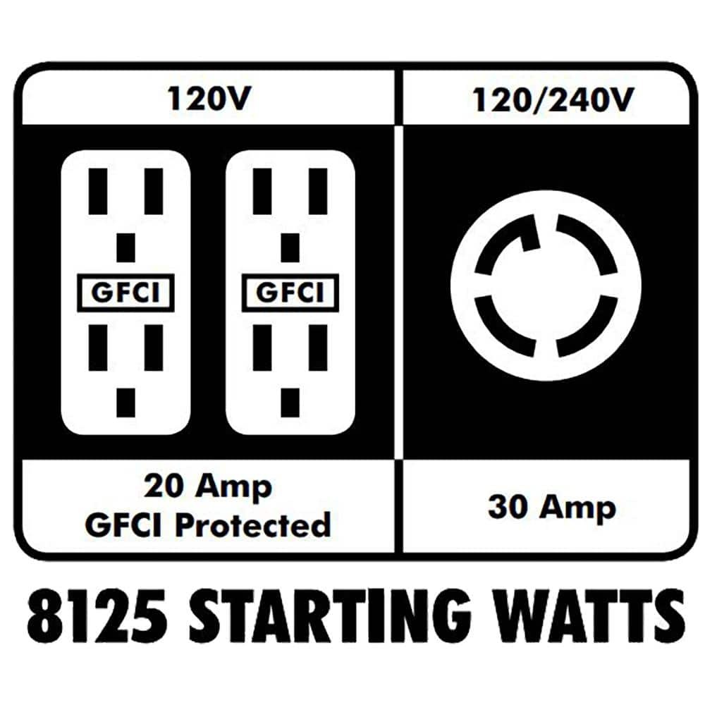 8125-Watt Gasoline Powered Portable Generator with CO Detect Shutdown Sensor NEW