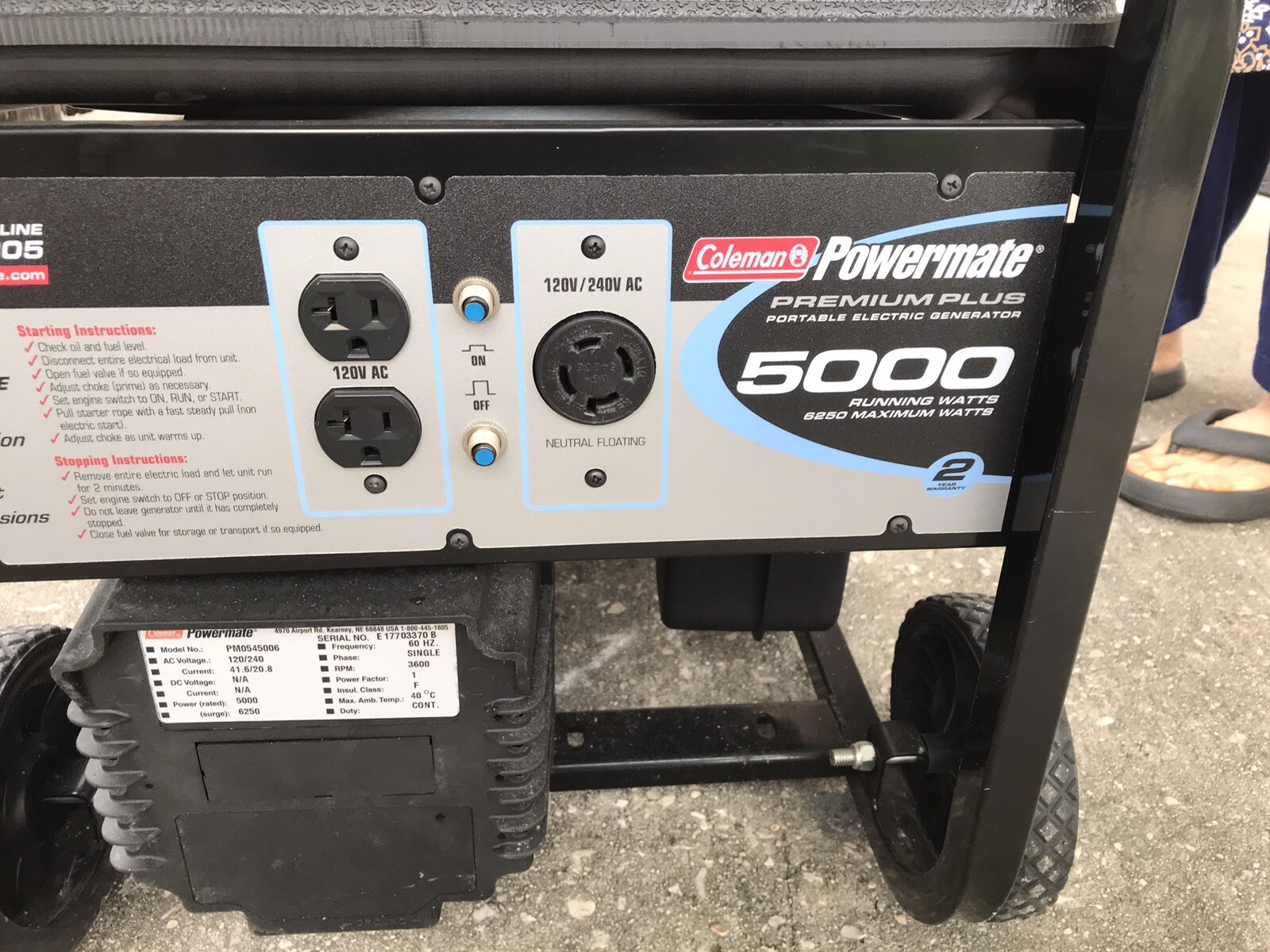 Coleman Powermate Premium Plus 5000 Gas Generator -Cash Only – *Local Pickup”