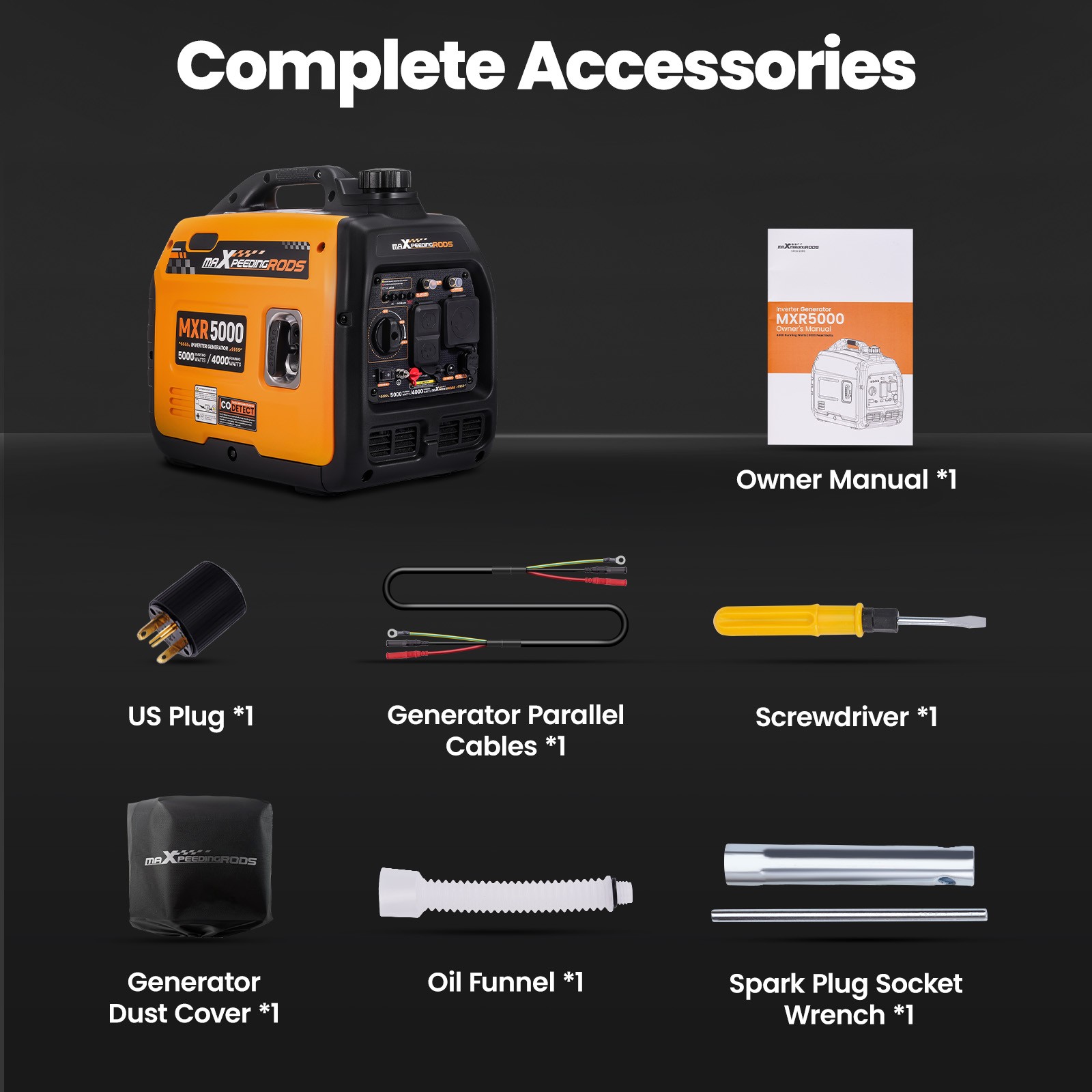 Quiet Gasoline Inverter Generator 5000W Portable 23kg for Home Backup Camping