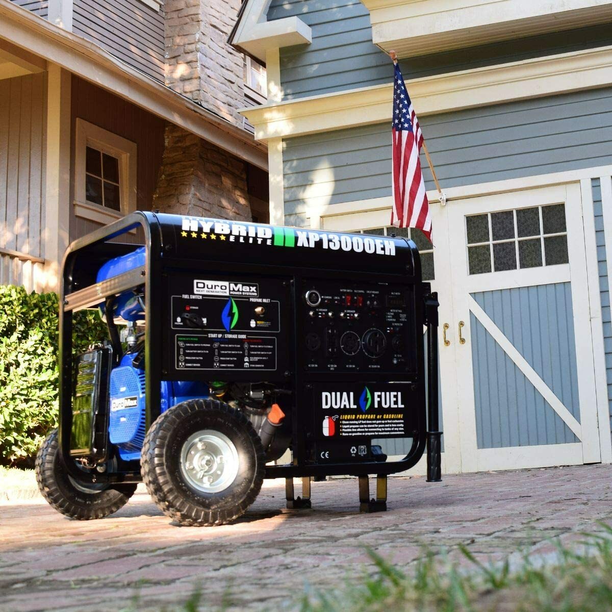 DuroMax 13,000-W Portable Hybrid Dual Fuel Powered Generator with Electric Start