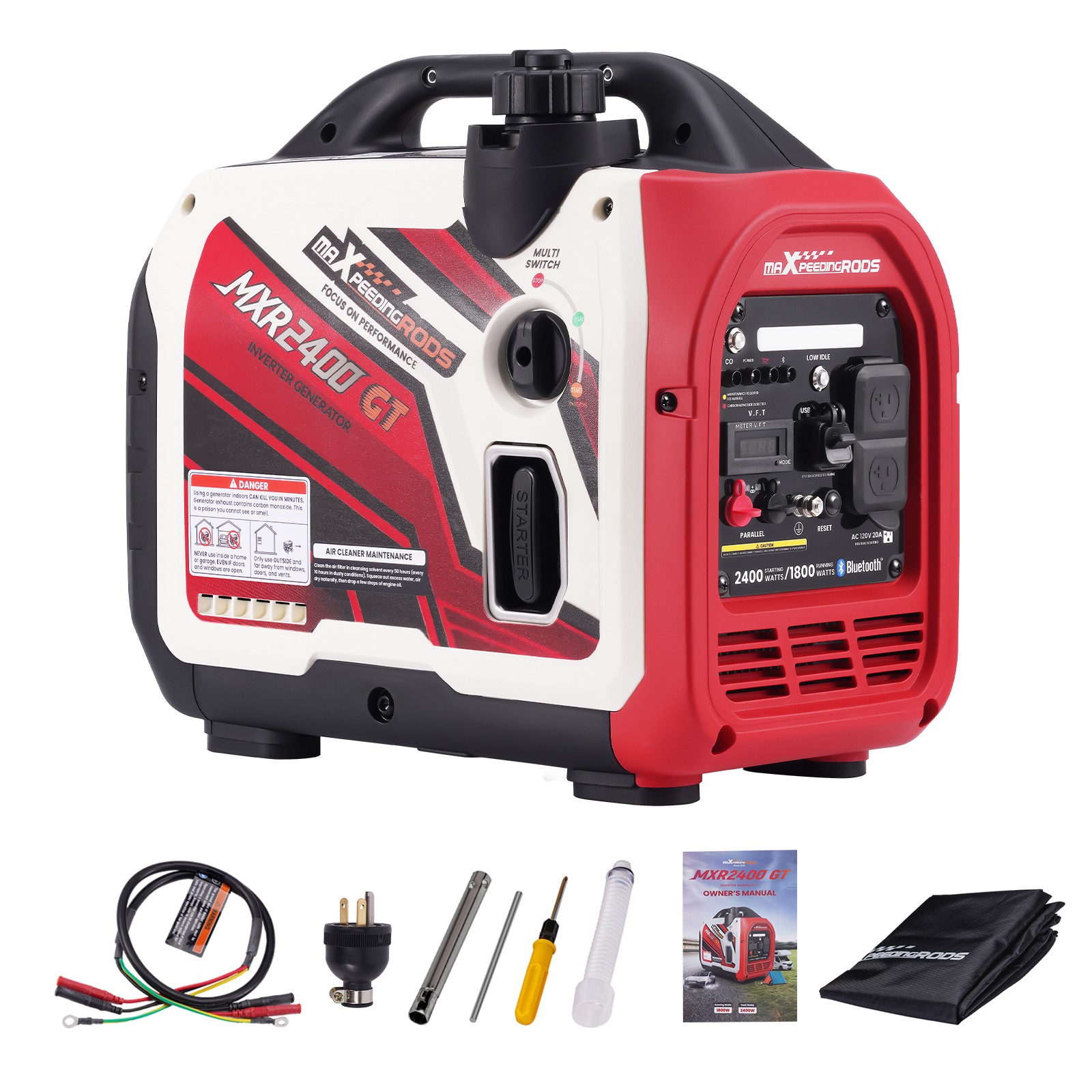 Quiet Gasoline Generator 2400W 58dB App Data Monitor Lightweight
