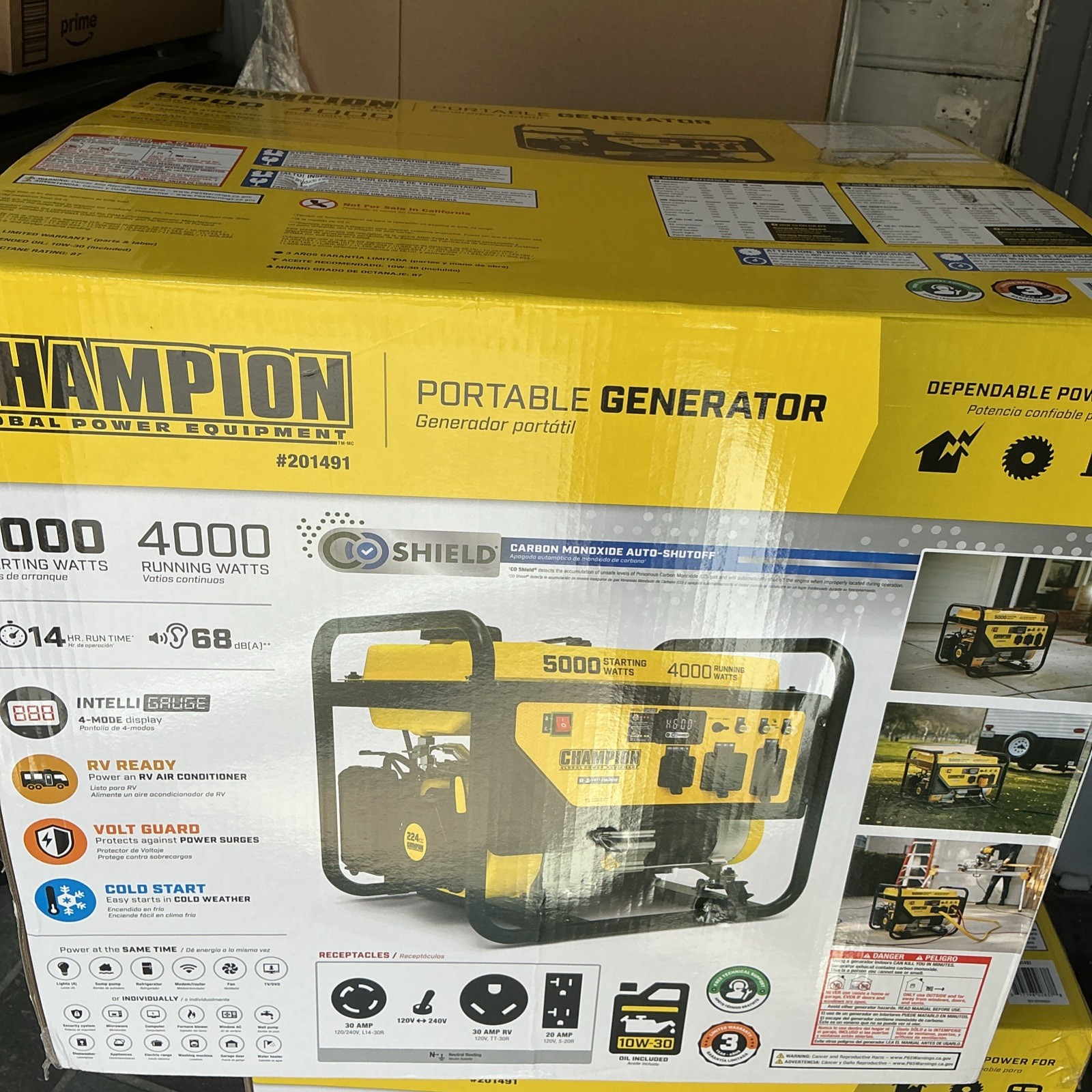 New Champion 5,000-W Tri Fuel Gas Portable Generator with CO Sensor