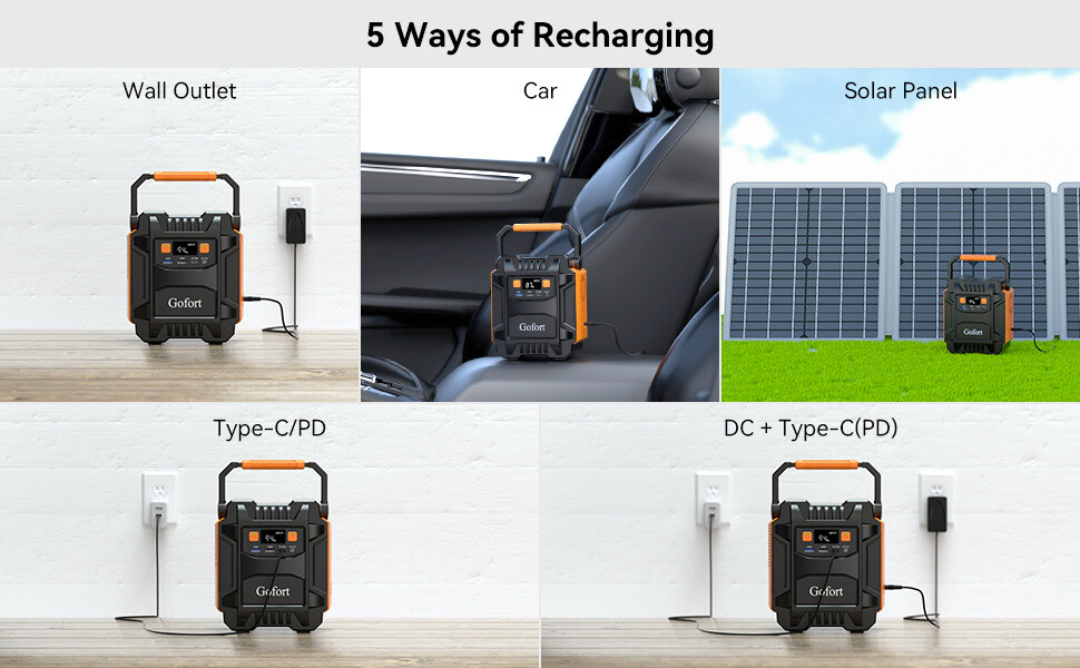 Gofort 200W Portable Power Station Power Bank Solar Generator AC 200W /DC 120W
