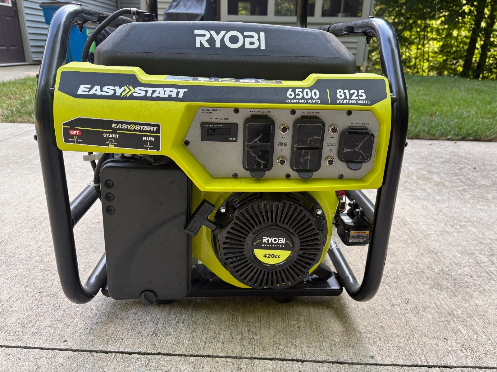 RYOBI 6500-Watt Gasoline Powered Portable Generator w/ CO Detect Shutdown Sensor