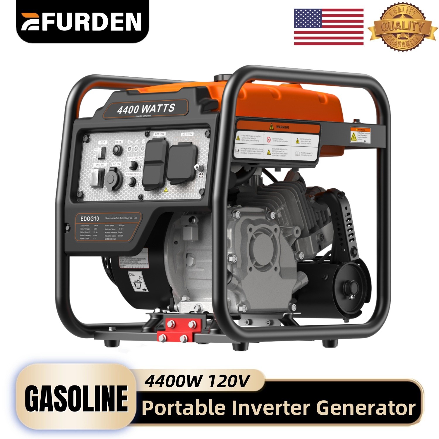 Efurden 4000-Watt Portable Inverter Generator, Gas Powered Generator for Home US