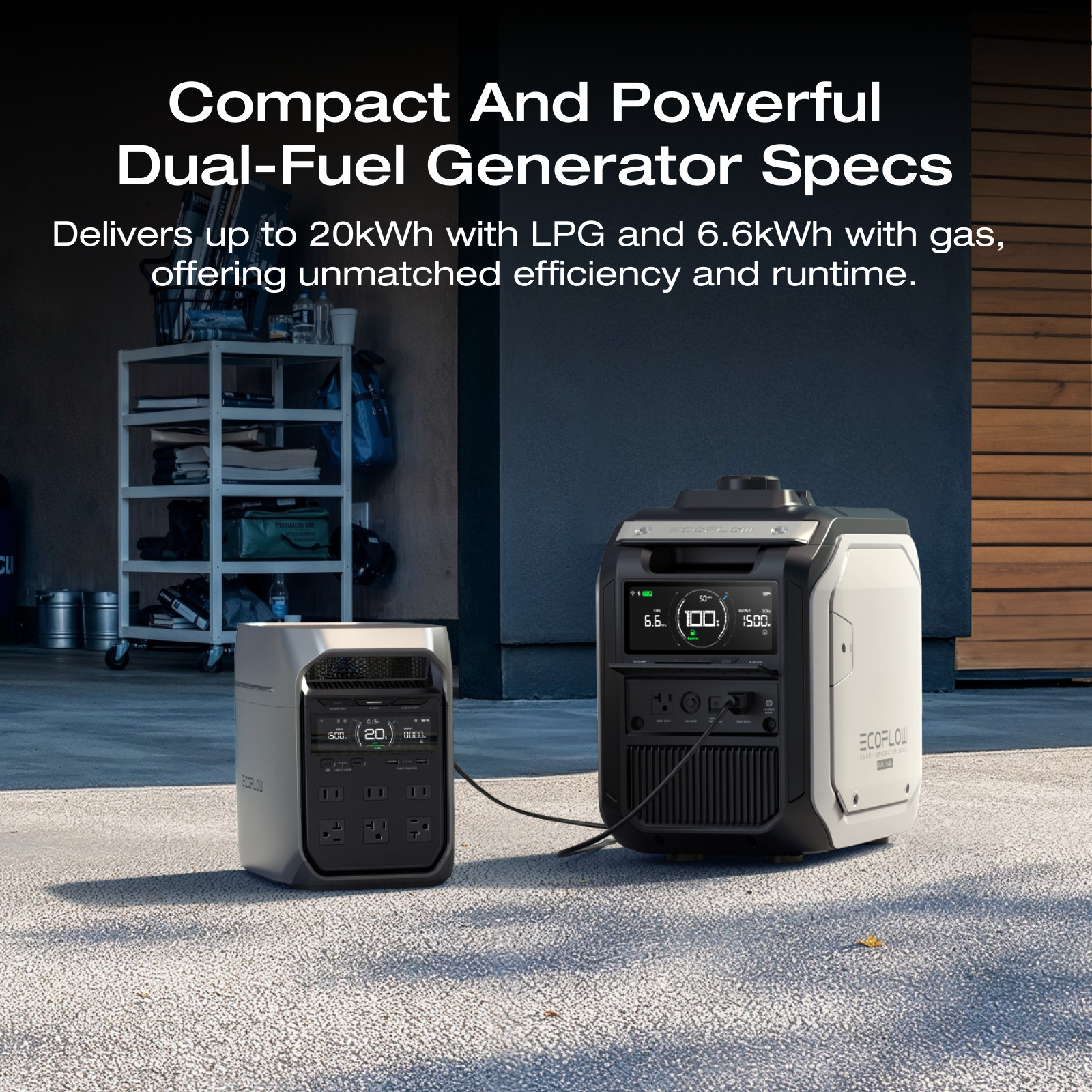 EcoFlow 2000W Smart Generator Dual Fuel LPG & Gas Powered Power Backup for Home