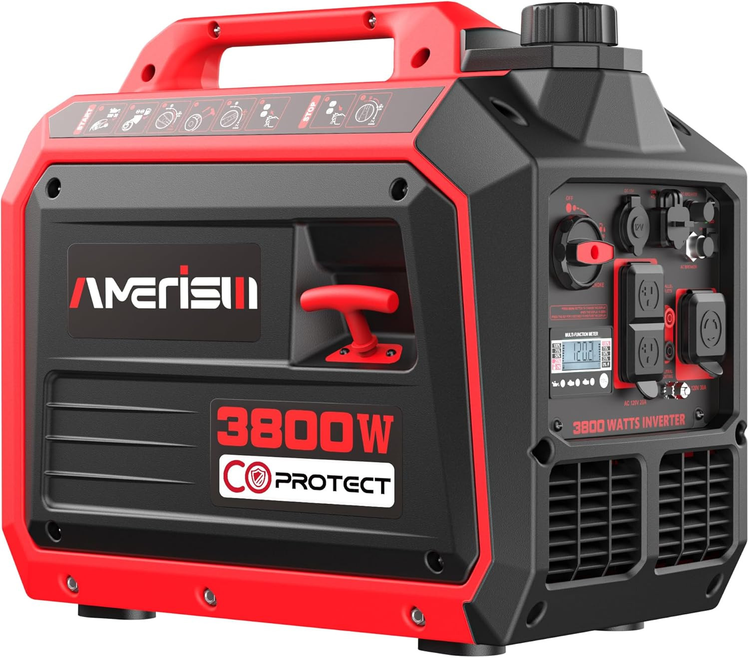 3800W Portable Inverter Generator with CO Sensor – Quiet & Lightweight for RV/Ca