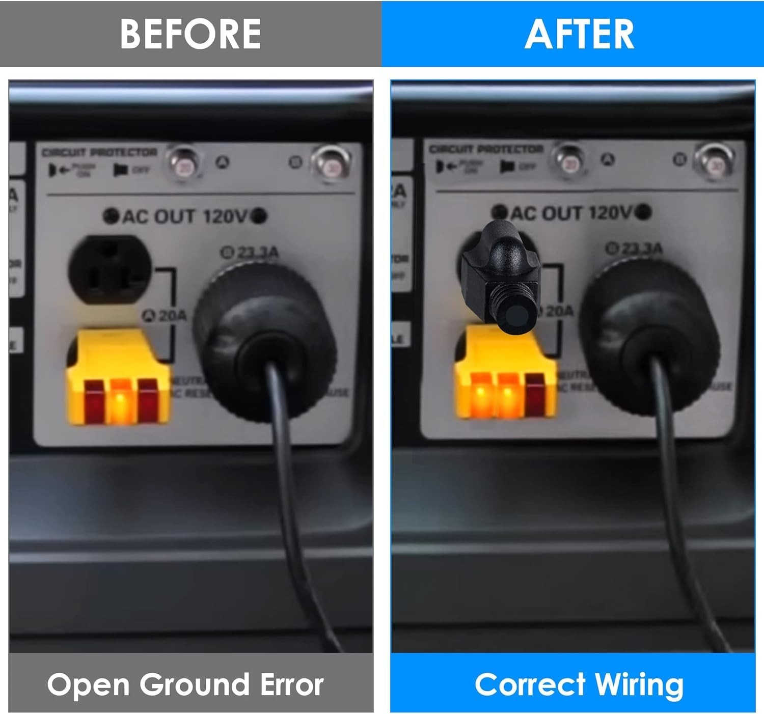 Easy-to-Use Neutral Bonding Plug for Portable Inverter Generators—Black 1 Pack
