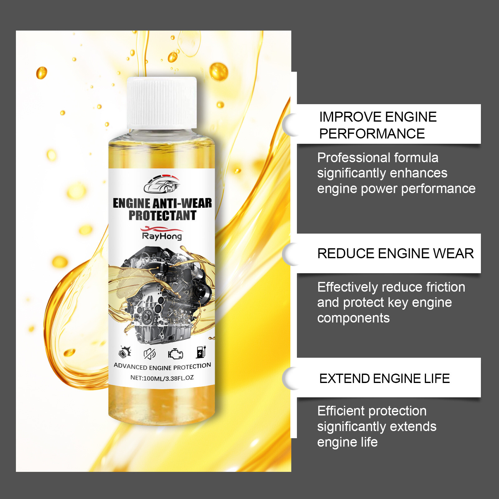 2Pcs Anti-Wear Engine Treatment Oil Additive Highly Effective Engine Protectant