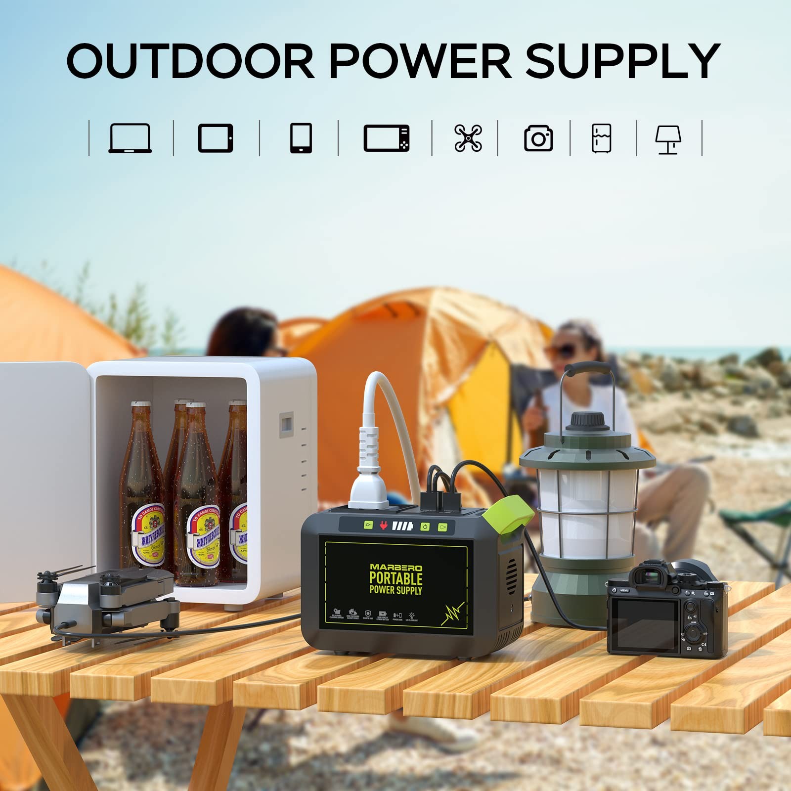 MARBERO Portable Power Station 88Wh Camping Lithium Battery Solar Green