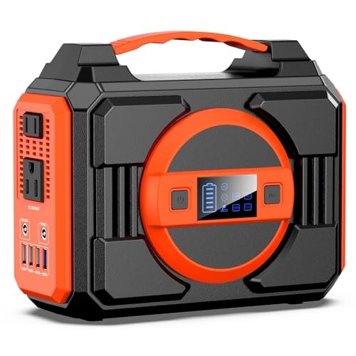 Portable Power Station 300W, Outdoor Solar Generator Backup Battery Pack Black