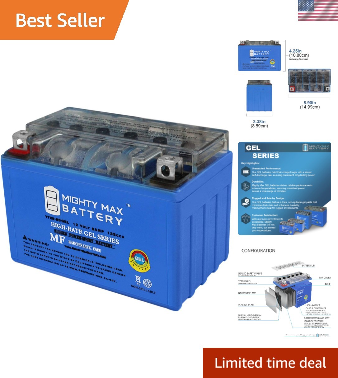 Mighty Max 12V Gel Battery for Honda EU3000 Generator 2000-2011 – Reliable Power
