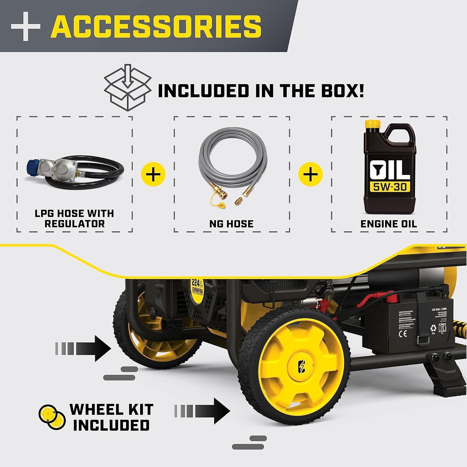 Champion 5,000-W Tri Fuel Gas Portable Generator with CO Sensor, Electric Start