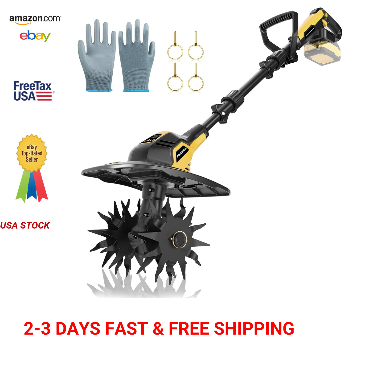 Cordless Garden Tiller Cultivator Compatible with Dewalt 20V Max Battery