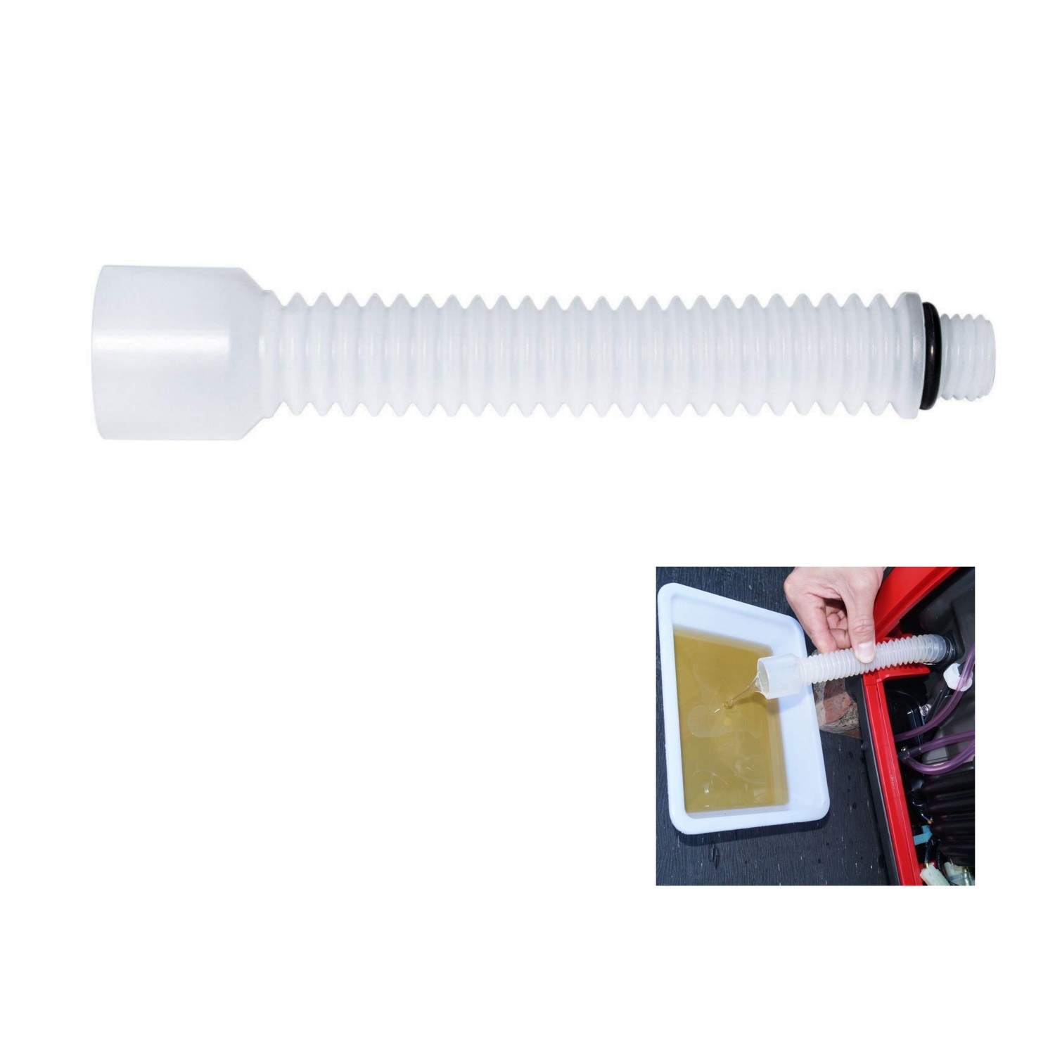 White Flexible Mess Free Oil Change Funnel Tube for Honda Inverter Generator