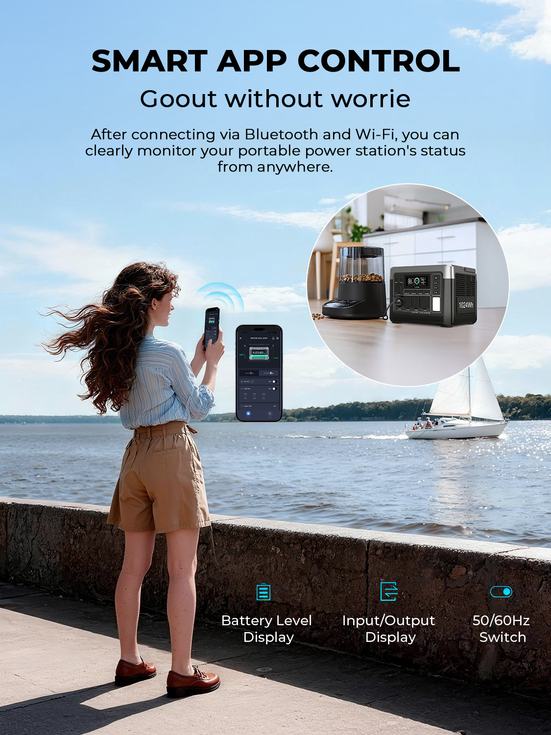OUKITEL 1024Wh Power Station, 1800W Solar Generator, LiFePO4 Battery Backup