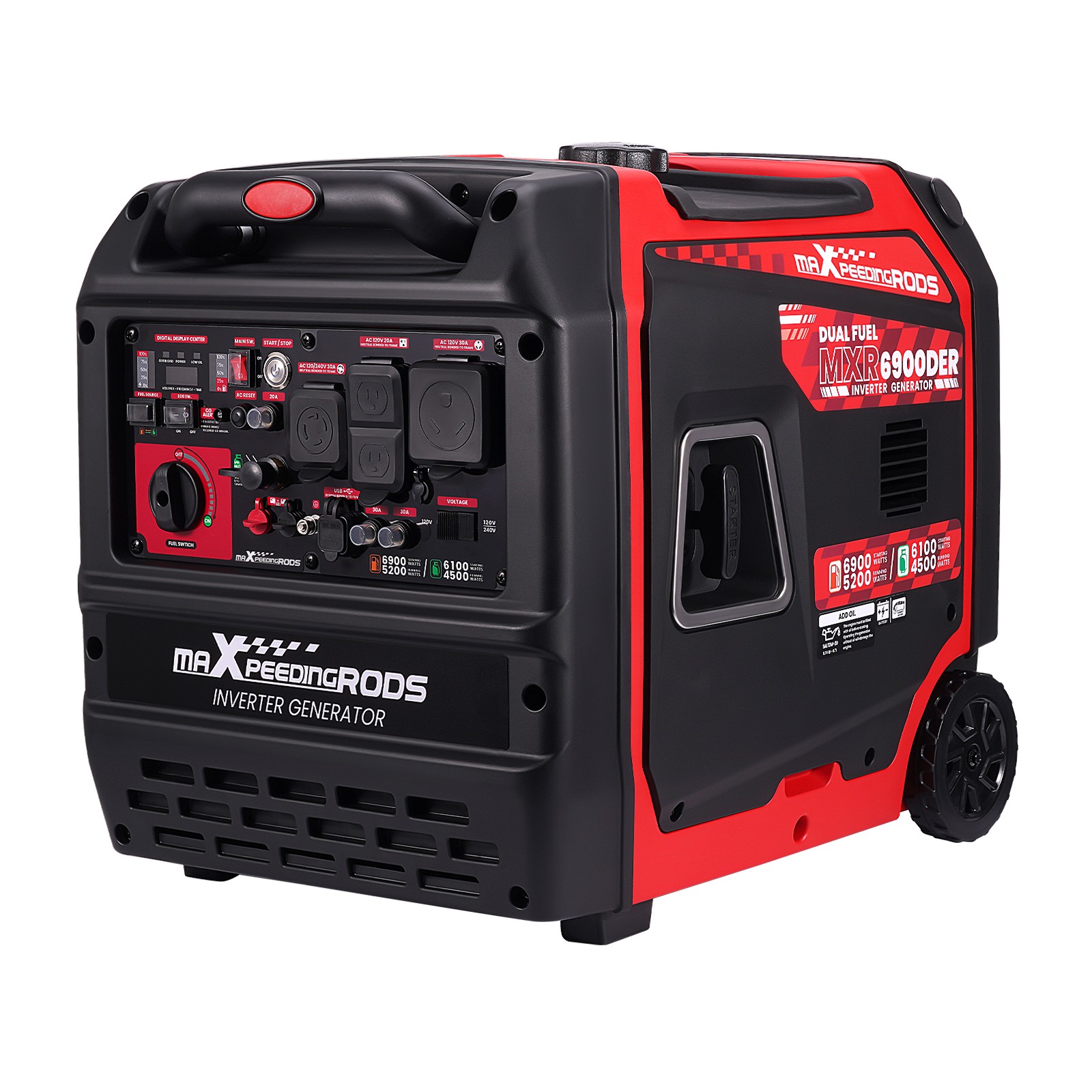 120/240V & Propane/Gas Portable Generator – 13.5h Runtime for Long Camping Trips