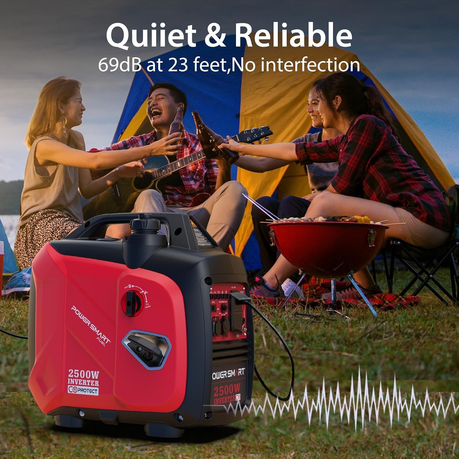 2500 Watt Portable Inverter Generator 80cc Gas Powered Engine Ultra Quiet Small