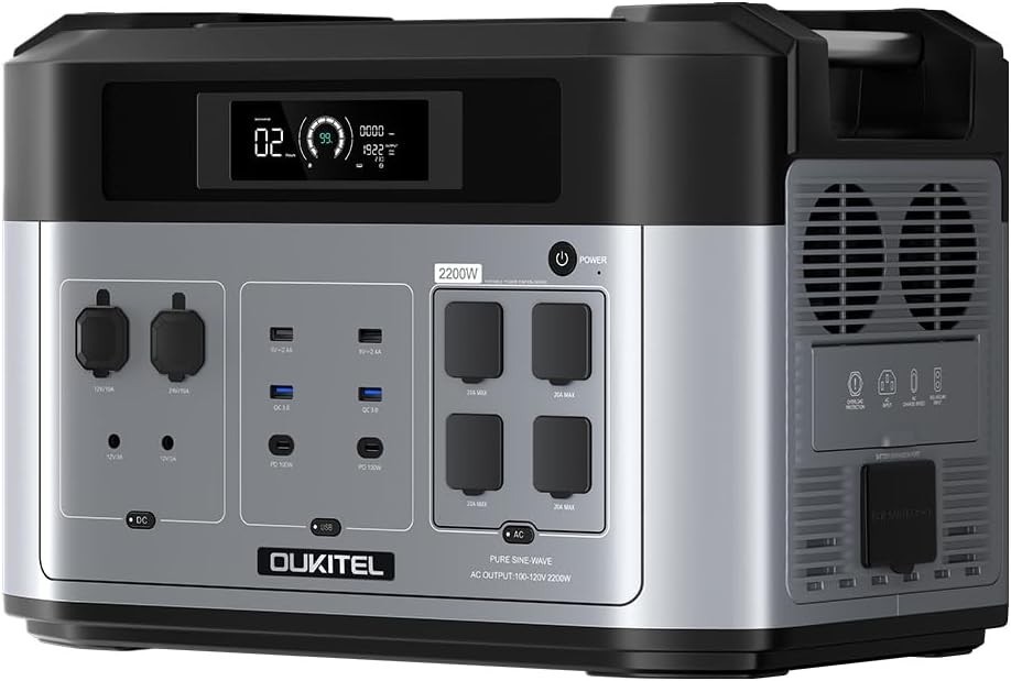 OUKITEL BP2000 2048Wh Solar Generator LiFePO4 UPS 4400W Surge Solar Generatoe