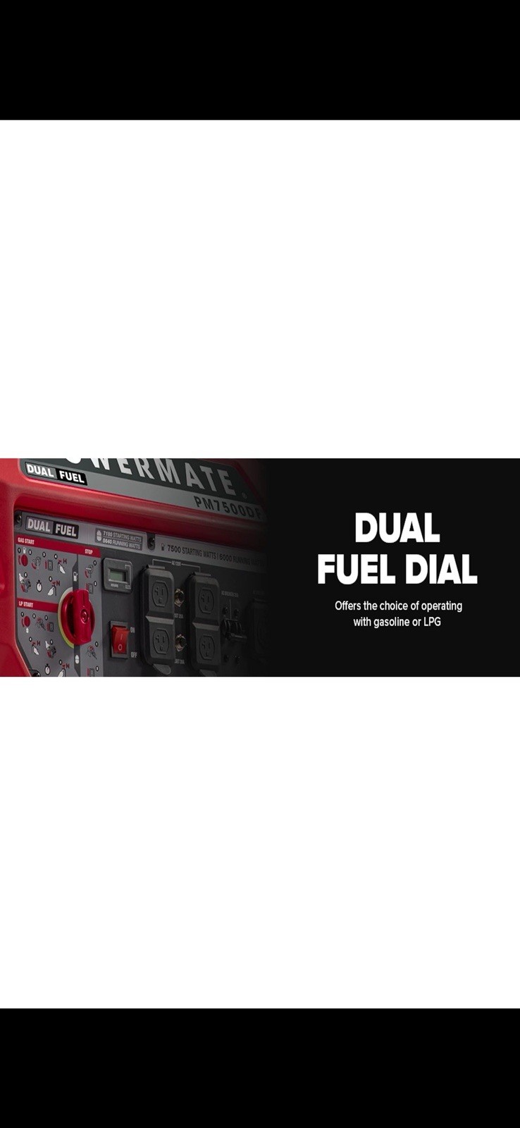 Powermate PM7500DF Dual Fuel Generator 7500W/6000W COsense Technology Gas LPG