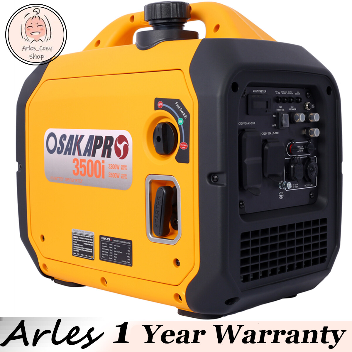 3500W Portable Inverter Generator Gas Powered w/ CO Sensor Home Backup Camping