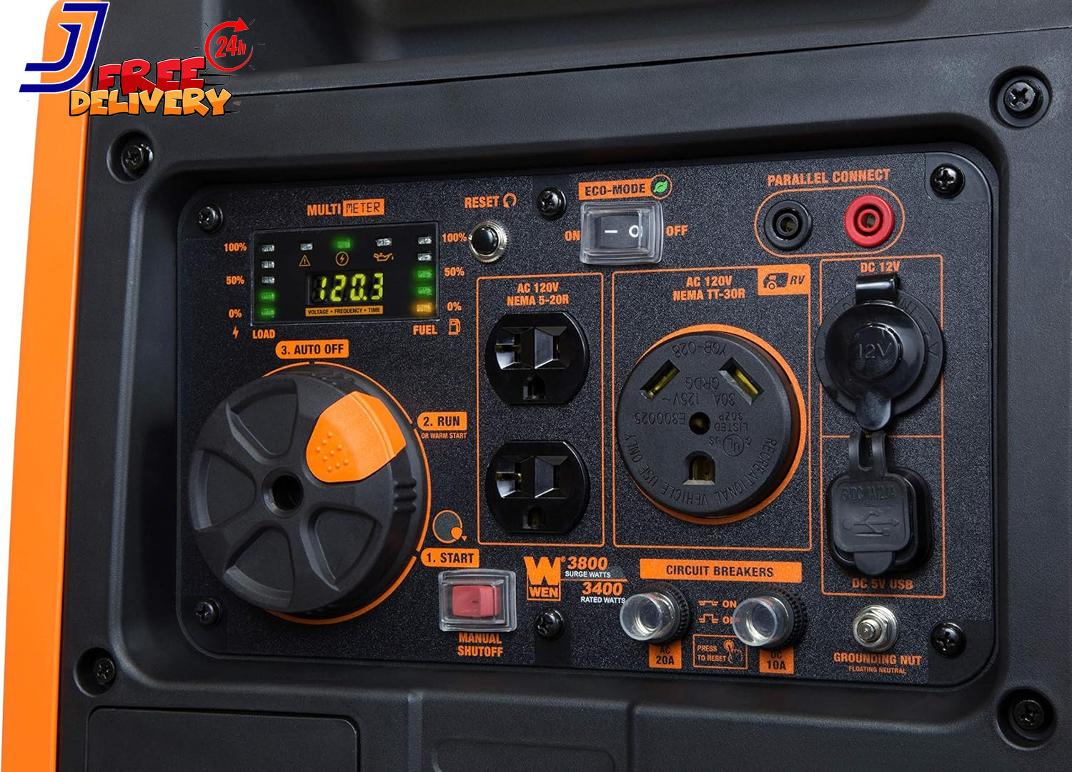 3,800-W Portable RV Ready Gas Powered Inverter Generator with Electric Start