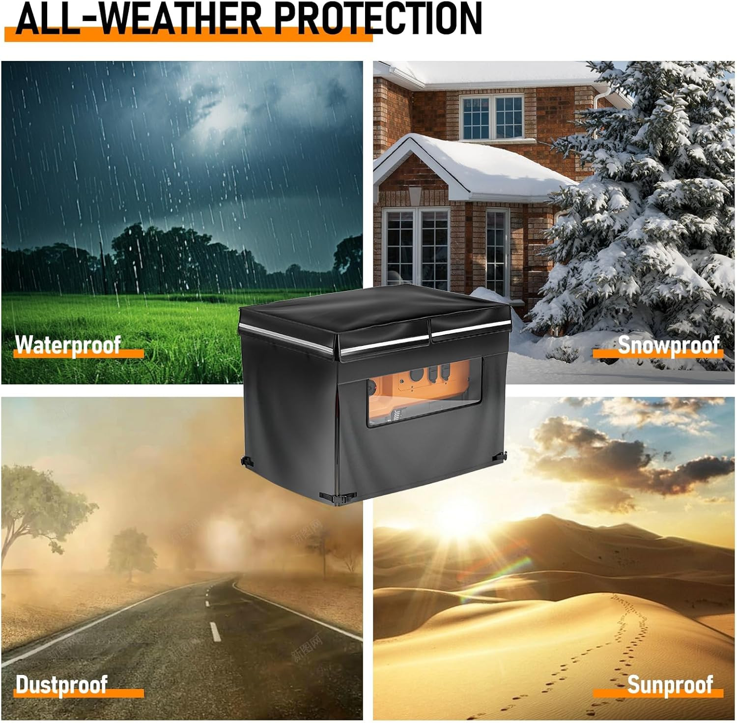 Heavy Duty Waterproof Generator Cover for 5,000-15,000 Watt Generators