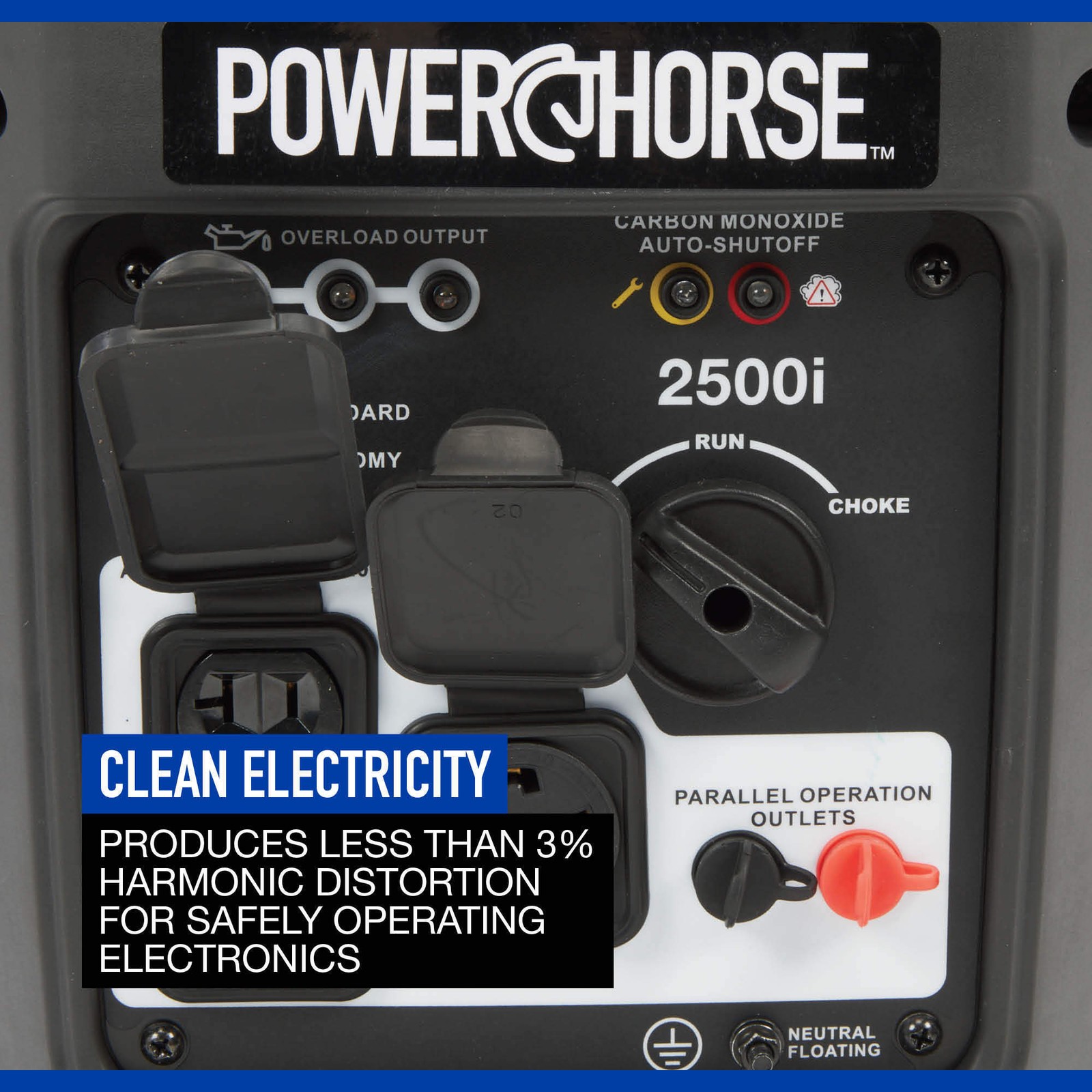 Powerhorse Inverter Generator, 2500 Surge Watts, 1800 Rated Watts, 120V, CO